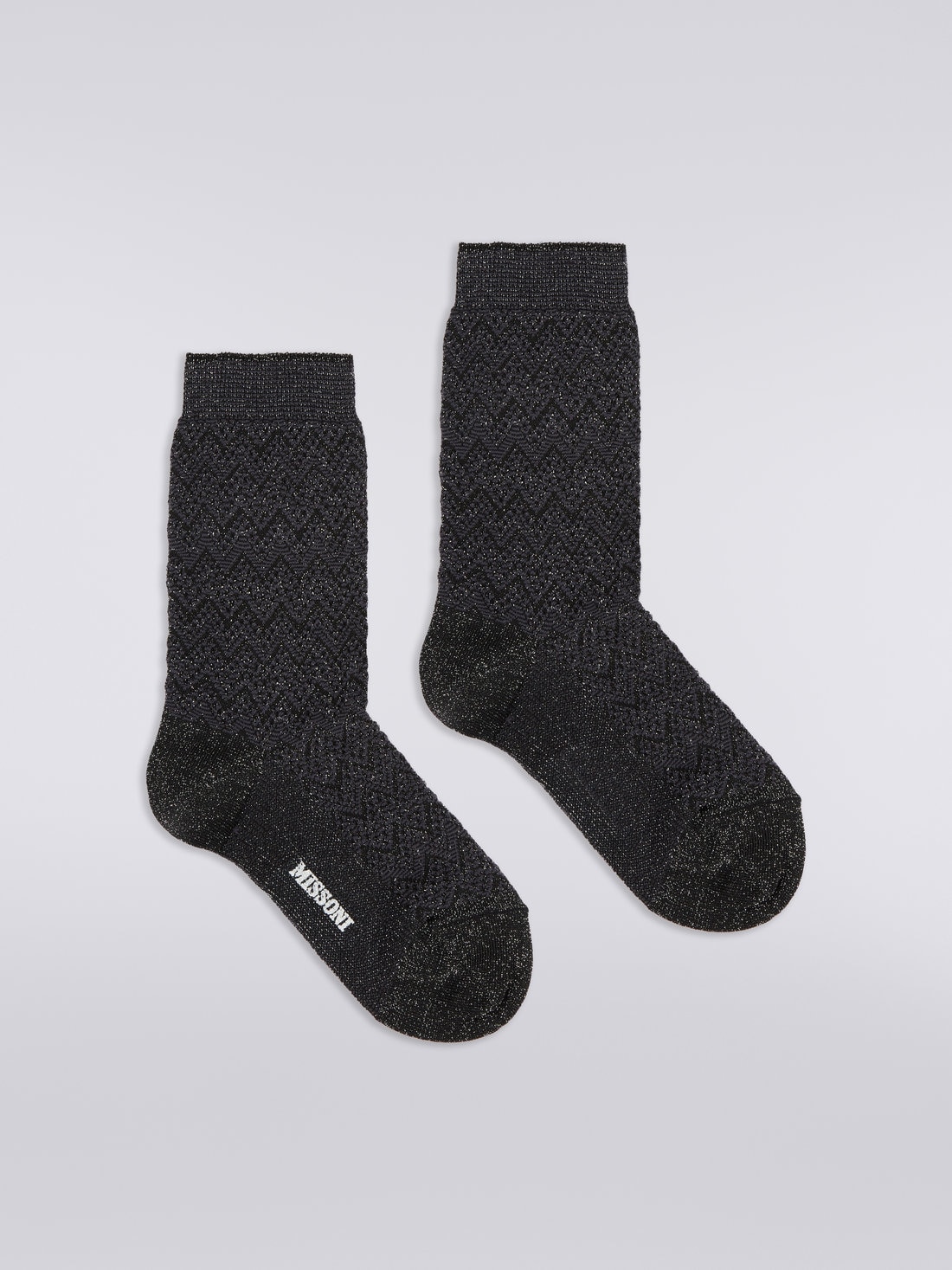 Short zigzag viscose and nylon socks, Multicoloured  - LS23WS3HBV00ENSM67U - 0