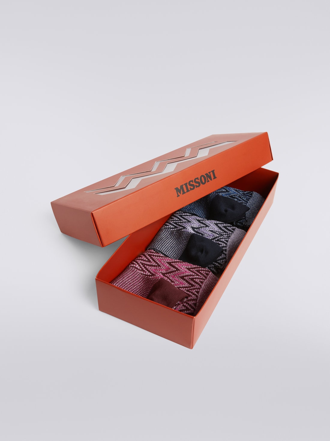 Set of three viscose and cotton chevron socks, Multicoloured  - 8053147024646 - 1
