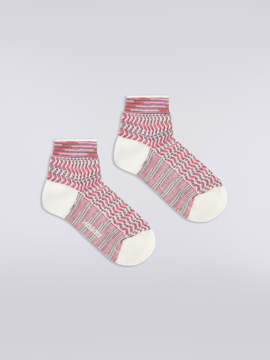 Multi-worked short cotton and nylon socks, Multicoloured  - LS23WS3JBV00ENSM67W - 0