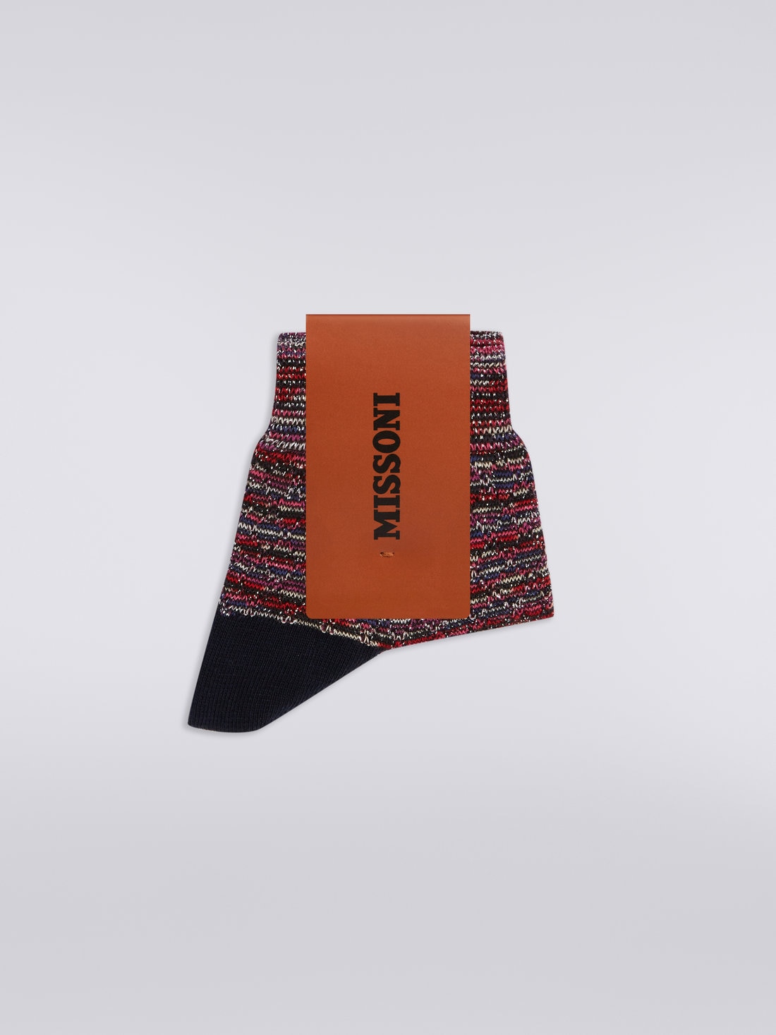Short cotton blend socks with lurex, Multicoloured  - LS23WS3MBV00ENSM67R - 1