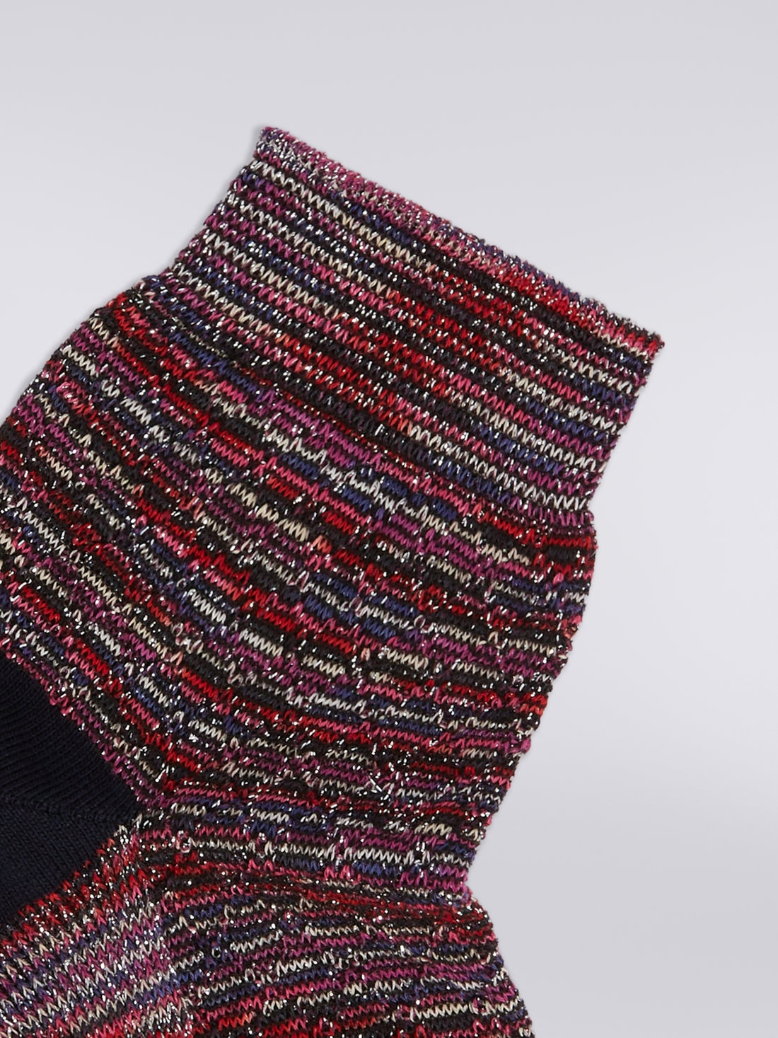 Short cotton blend socks with lurex, Multicoloured  - LS23WS3MBV00ENSM67R - 2