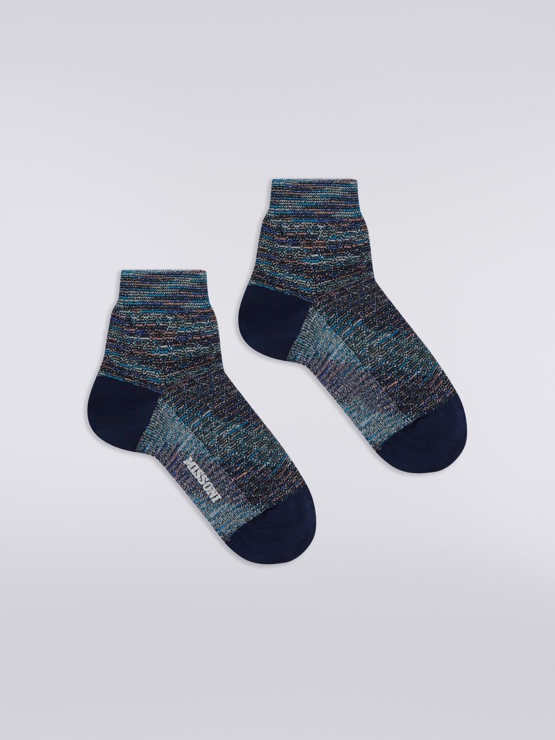 Short cotton blend socks with lurex, Multicoloured  - LS23WS3MBV00ENSM67S - 0