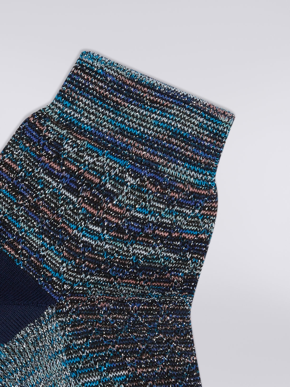 Short cotton blend socks with lurex, Multicoloured  - LS23WS3MBV00ENSM67S - 2