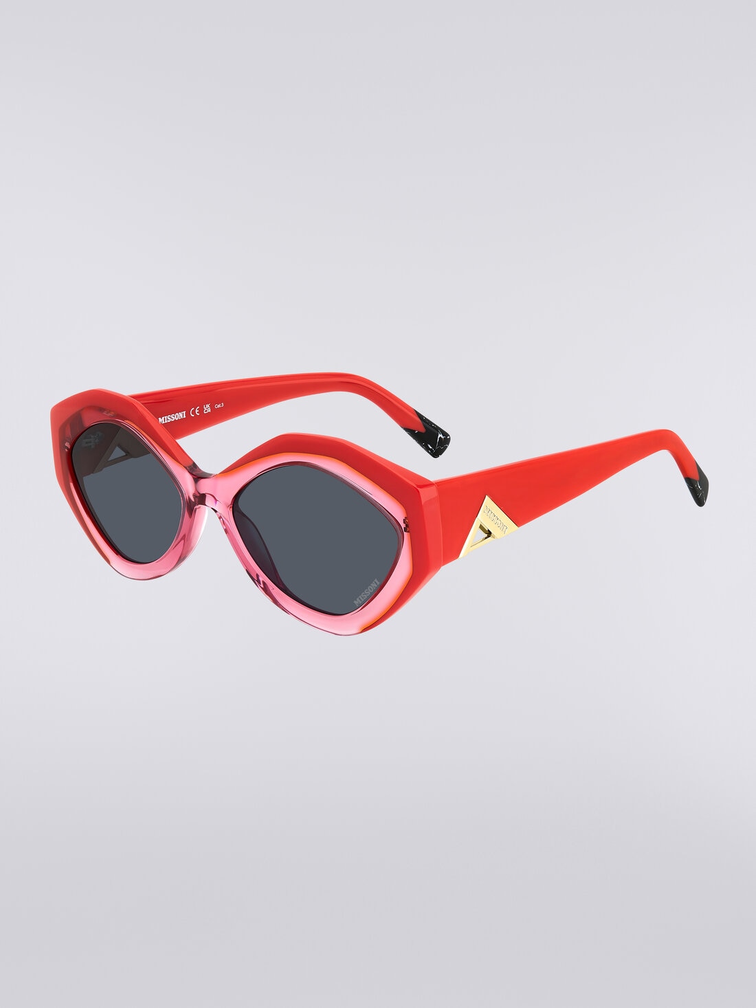 Oval-shaped sunglasses with metal logo application, Multicoloured  - 8053147194882 - 1