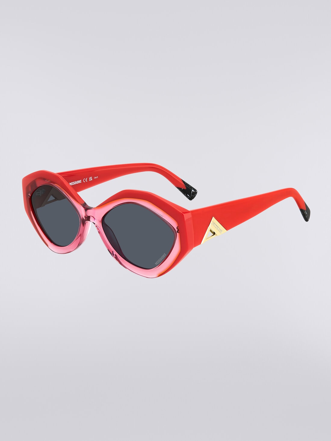 Lunettes de soleil avec monture ovale et application du logo en métal, Multicolore  - 8053147194882 - 1