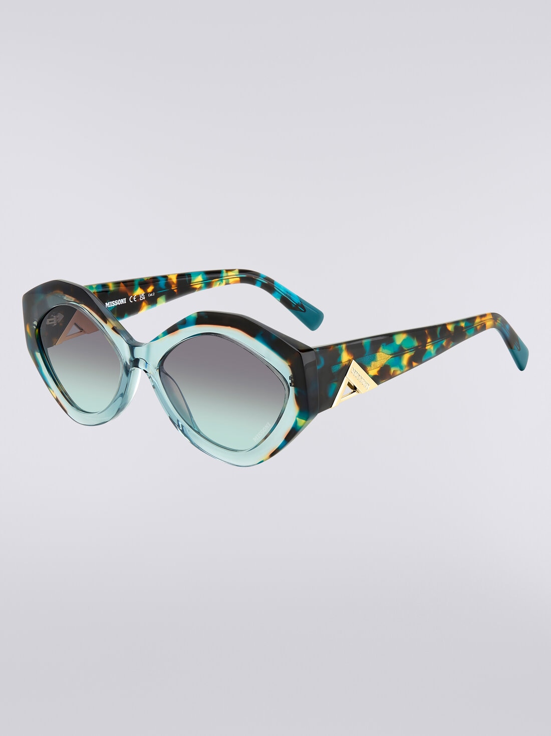 Oval-shaped sunglasses with metal logo application, Multicoloured  - 8053147194899 - 1