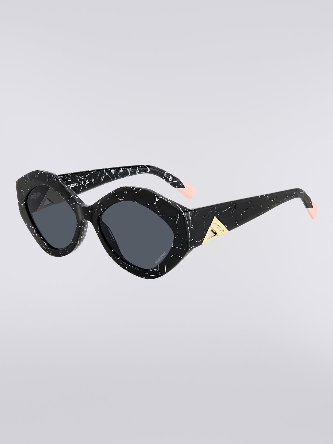 Oval-shaped sunglasses with metal logo application, Multicoloured  - 8053147194905 - 1