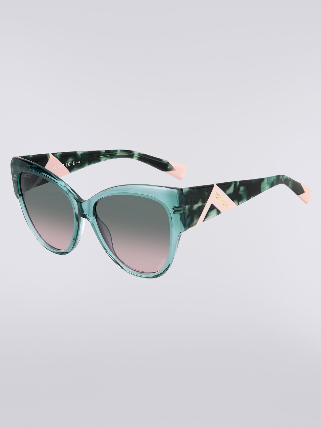 Rounded frame sunglasses with contrasting logo insert, Multicoloured  - 8053147194936 - 1