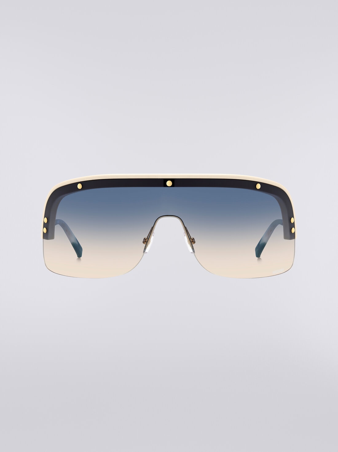 Sonnenbrille im Shield-Design mit Metallbügeln und Bügelenden aus Acetat, Mehrfarbig  - 8053147194967 - 0