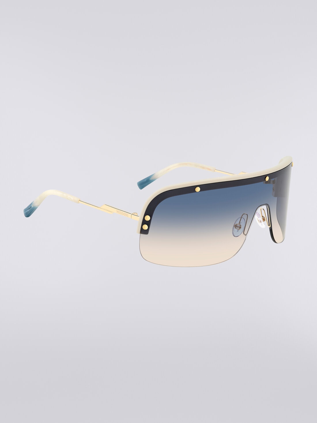 Sonnenbrille im Shield-Design mit Metallbügeln und Bügelenden aus Acetat, Mehrfarbig  - 8053147194967 - 2