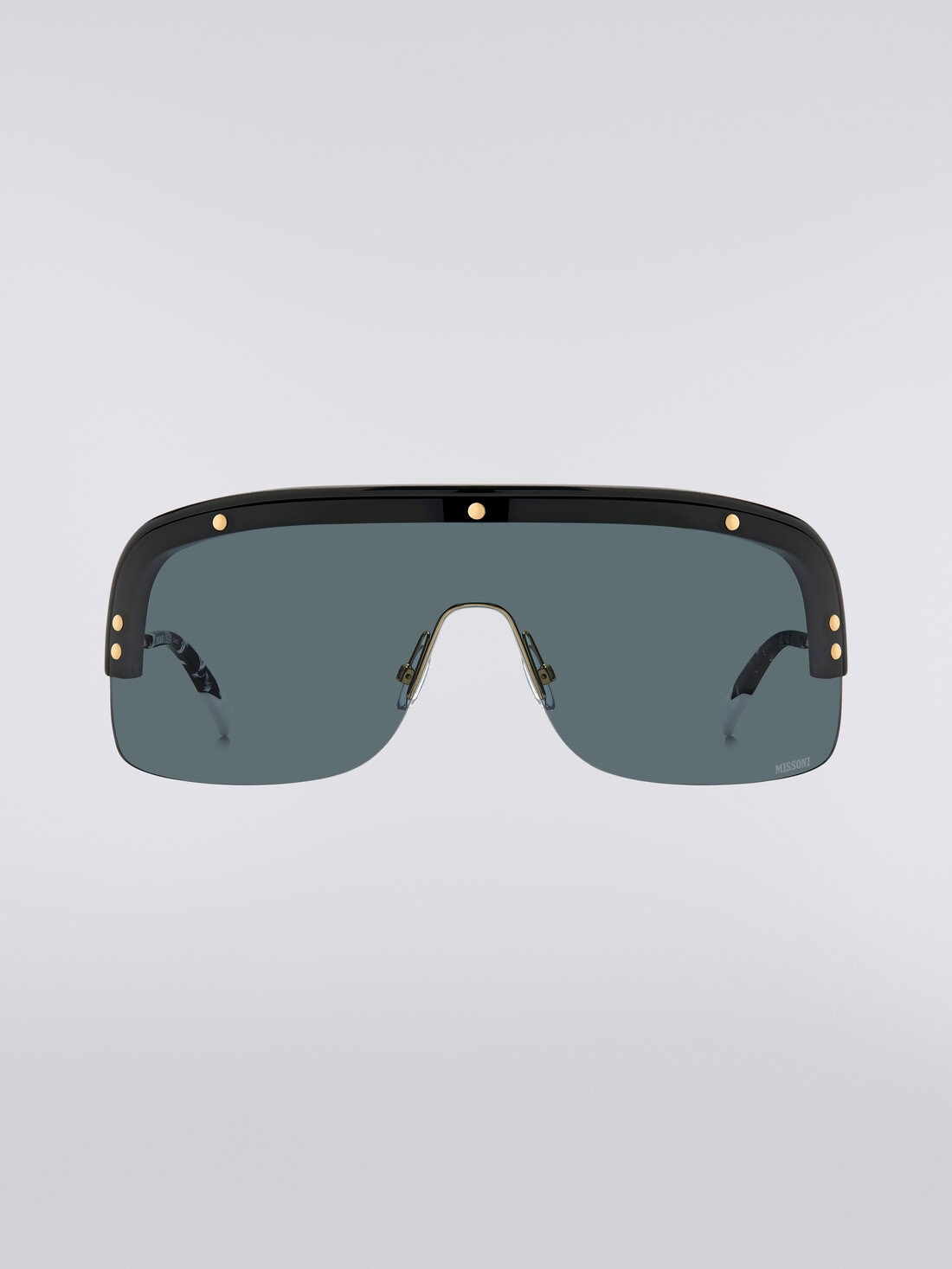 Sonnenbrille im Shield-Design mit Metallbügeln und Bügelenden aus Acetat, Mehrfarbig  - 8053147194950 - 0