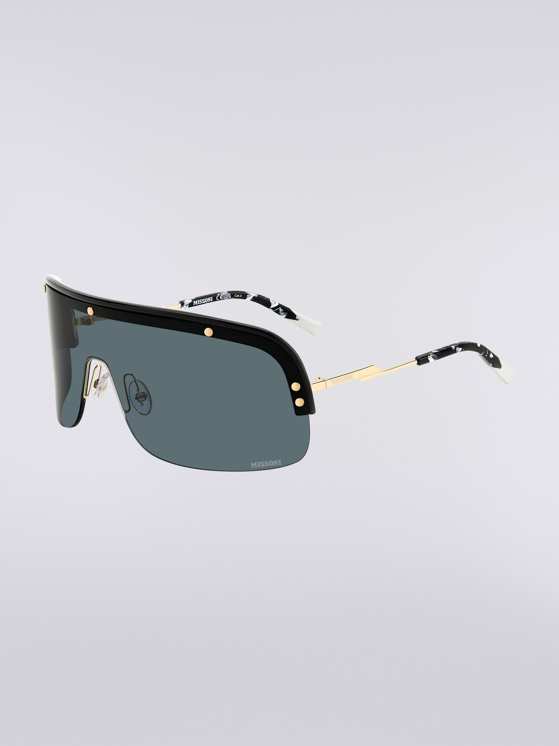 Sonnenbrille im Shield-Design mit Metallbügeln und Bügelenden aus Acetat, Mehrfarbig  - 8053147194950 - 1