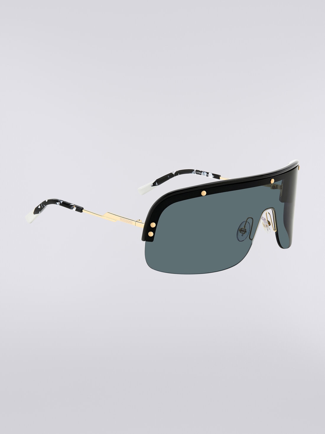 Sonnenbrille im Shield-Design mit Metallbügeln und Bügelenden aus Acetat, Mehrfarbig  - 8053147194950 - 2