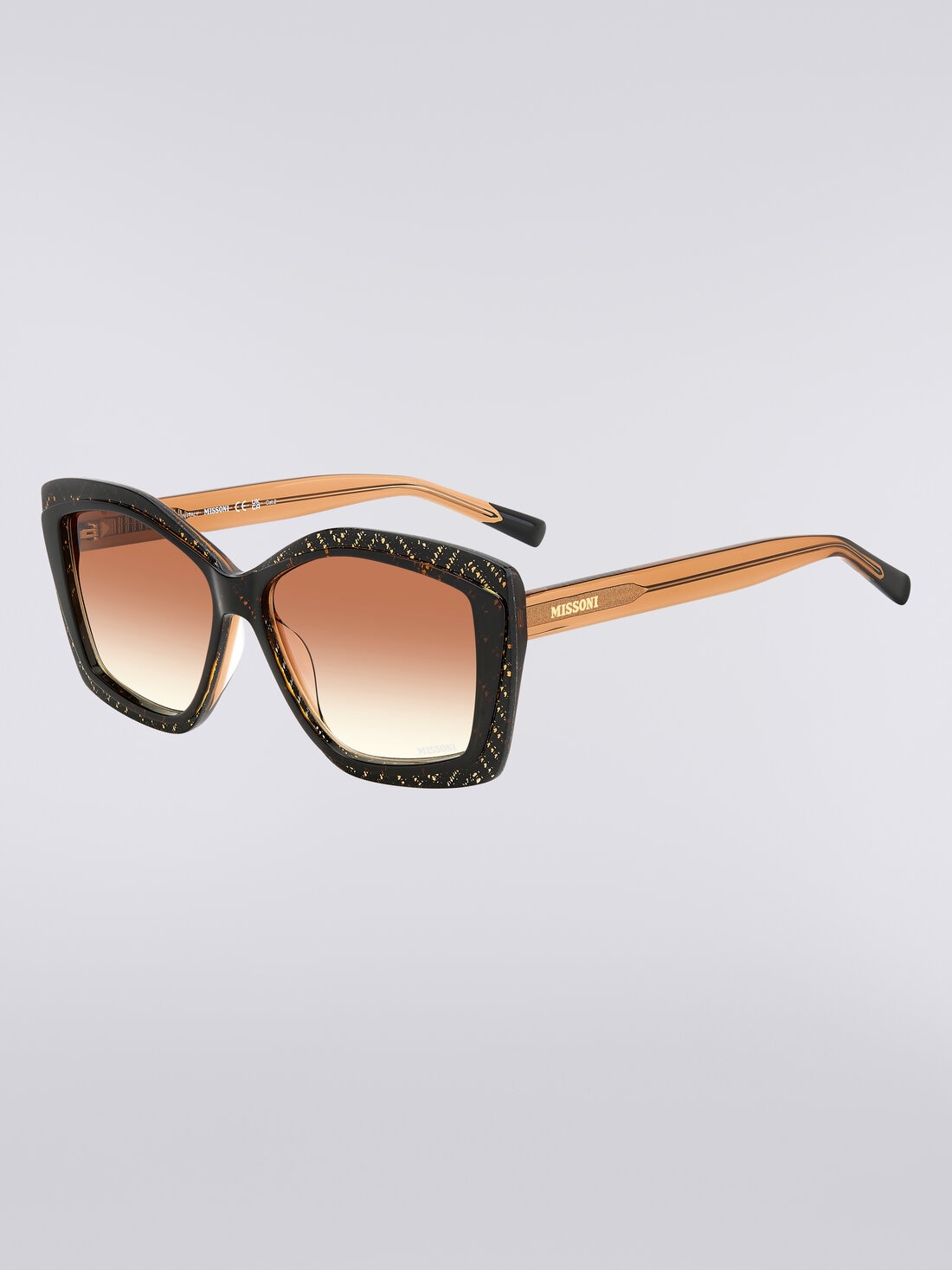 Sonnenbrille mit geometrischer Fassung und Stoffeinsätzen, Mehrfarbig  - 8053147194998 - 1