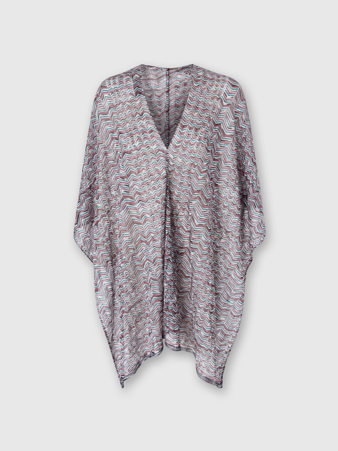 Poncho in viscose and cotton chevron knit, Multicoloured  - 8053147141190 - 0