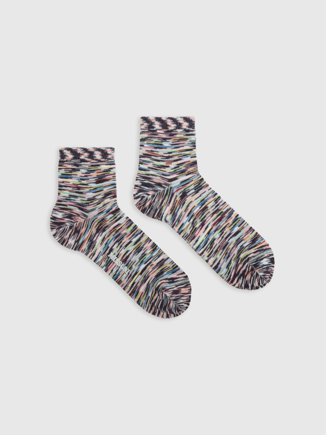 Slub cotton and viscose knit socks, Multicoloured  - LS24SS06BV00FUSM67U - 0
