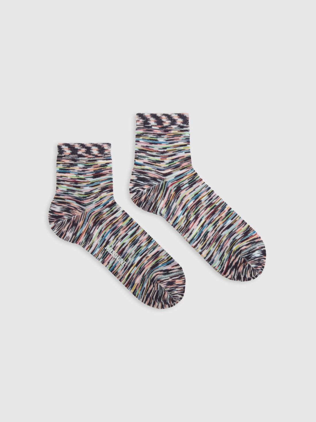 Chaussettes en maille de coton et viscose flammée, Multicolore  - LS24SS06BV00FUSM67U - 0