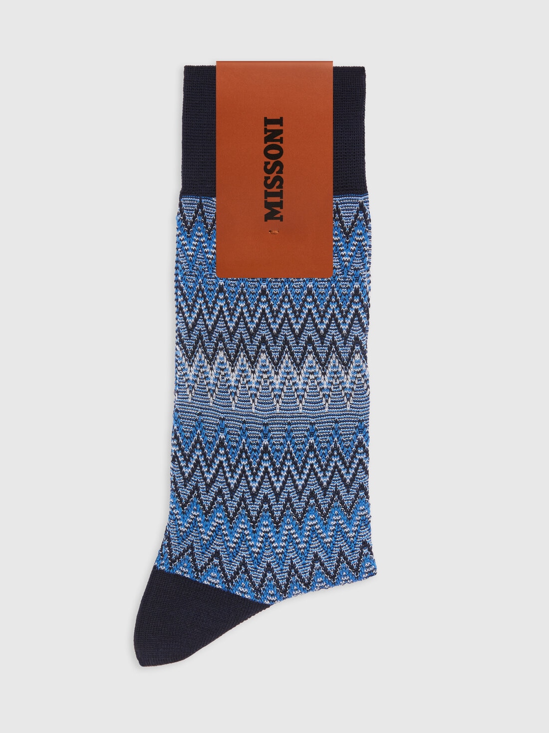 Cotton blend short socks with chevron pattern, Multicoloured  - LS24SS08BV00FTSM67U - 1