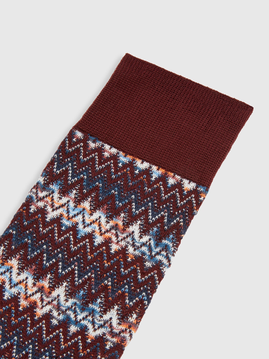 Cotton blend short socks with chevron pattern, Multicoloured  - LS24SS09BV00FTSM67R - 2