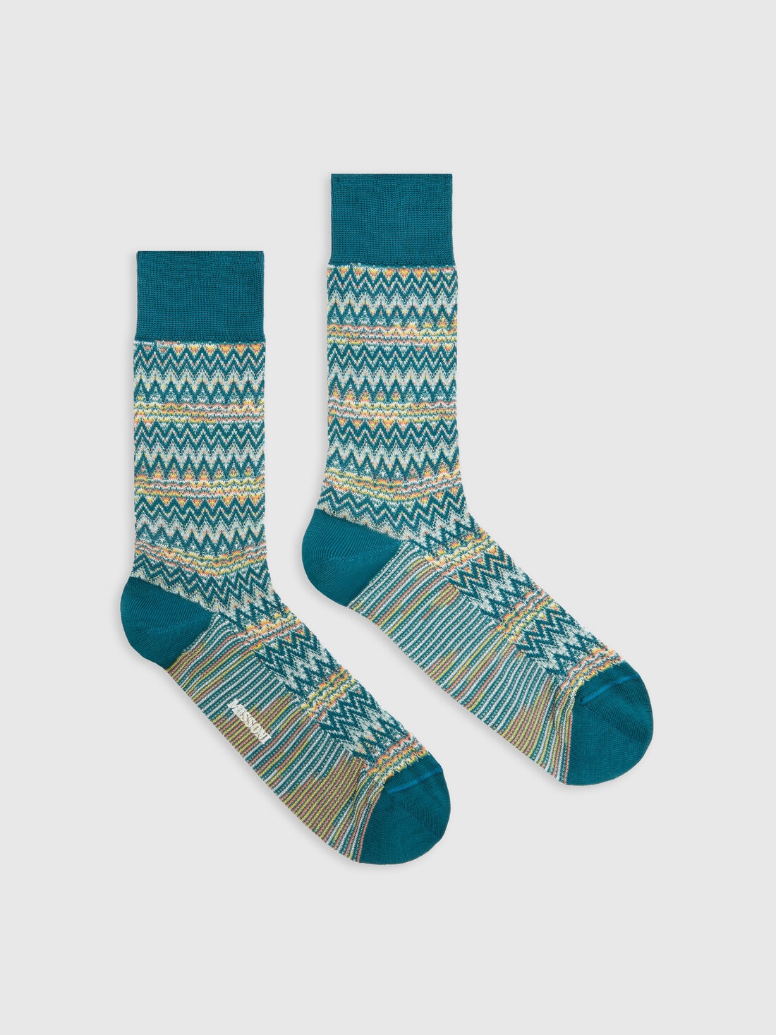 Cotton blend short socks with chevron pattern, Multicoloured  - LS24SS09BV00FTSM67S - 0