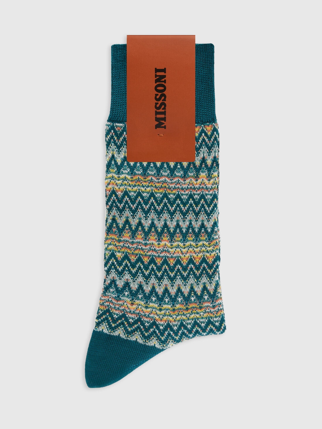 Cotton blend short socks with chevron pattern, Multicoloured  - LS24SS09BV00FTSM67S - 1