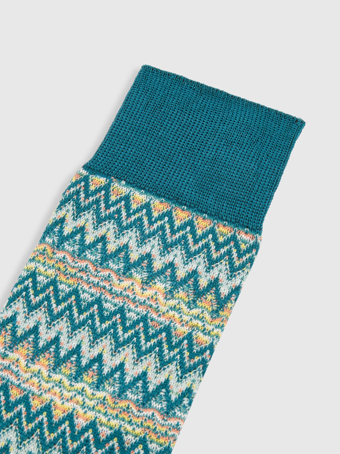 Cotton blend short socks with chevron pattern, Multicoloured  - LS24SS09BV00FTSM67S - 2
