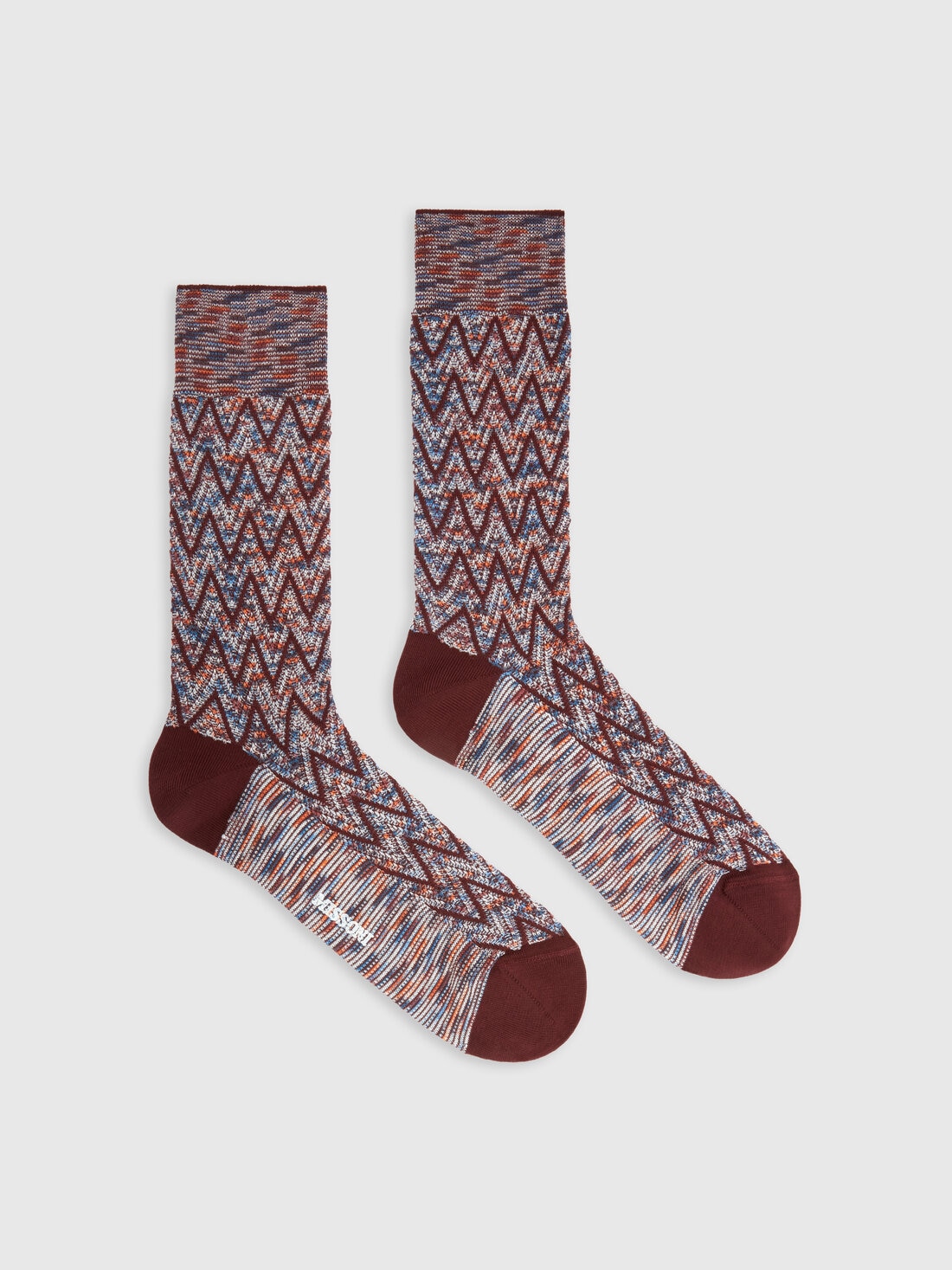 Chaussettes courtes en coton mélangé à zigzag, Multicolore  - LS24SS0ABV00FTSM67S - 0