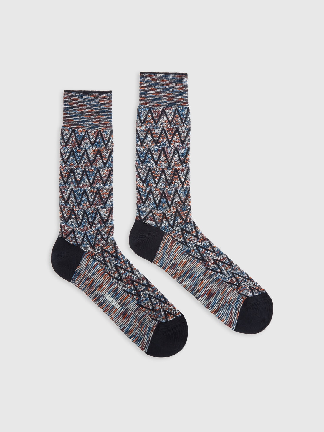 Zigzag cotton blend short socks, Multicoloured  - LS24SS0ABV00FTSM67U - 0
