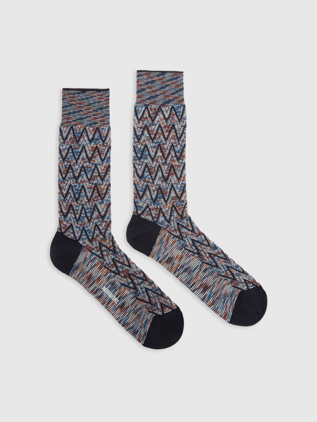 Chaussettes courtes en coton mélangé à zigzag, Multicolore  - LS24SS0ABV00FTSM67U - 0