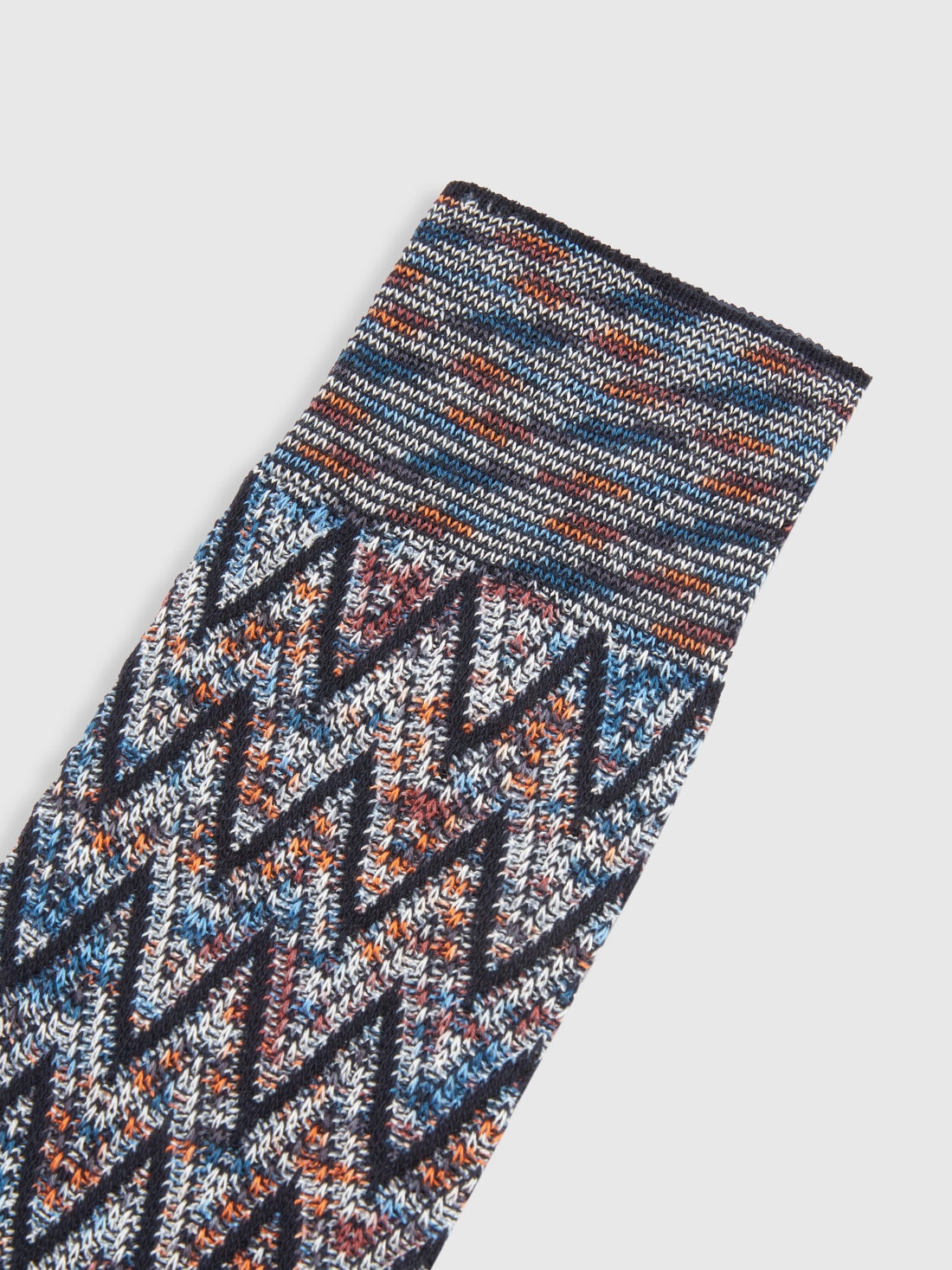 Zigzag cotton blend short socks, Multicoloured  - LS24SS0ABV00FTSM67U - 2