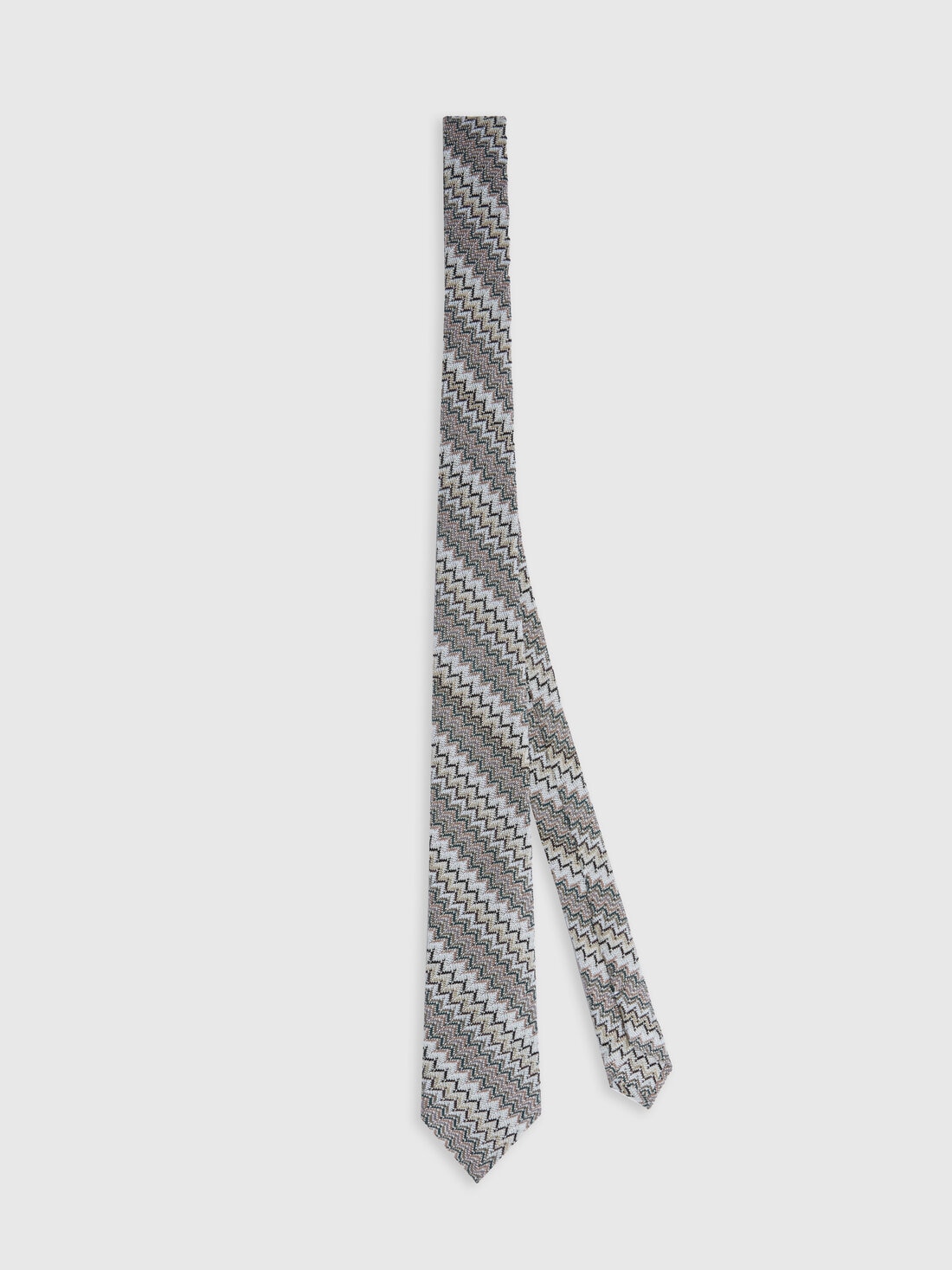 Krawatte aus Viskose und Baumwolle mit Zickzackmuster, Mehrfarbig  - 8053147141848 - 0