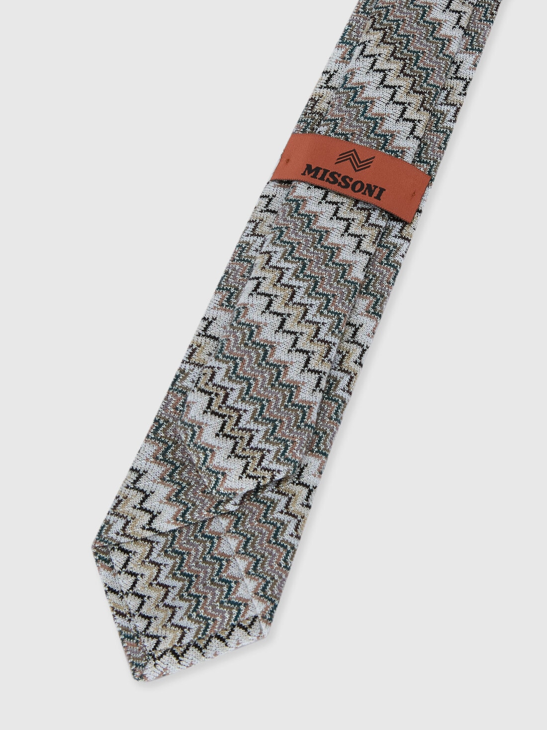 Krawatte aus Viskose und Baumwolle mit Zickzackmuster, Mehrfarbig  - 8053147141848 - 2