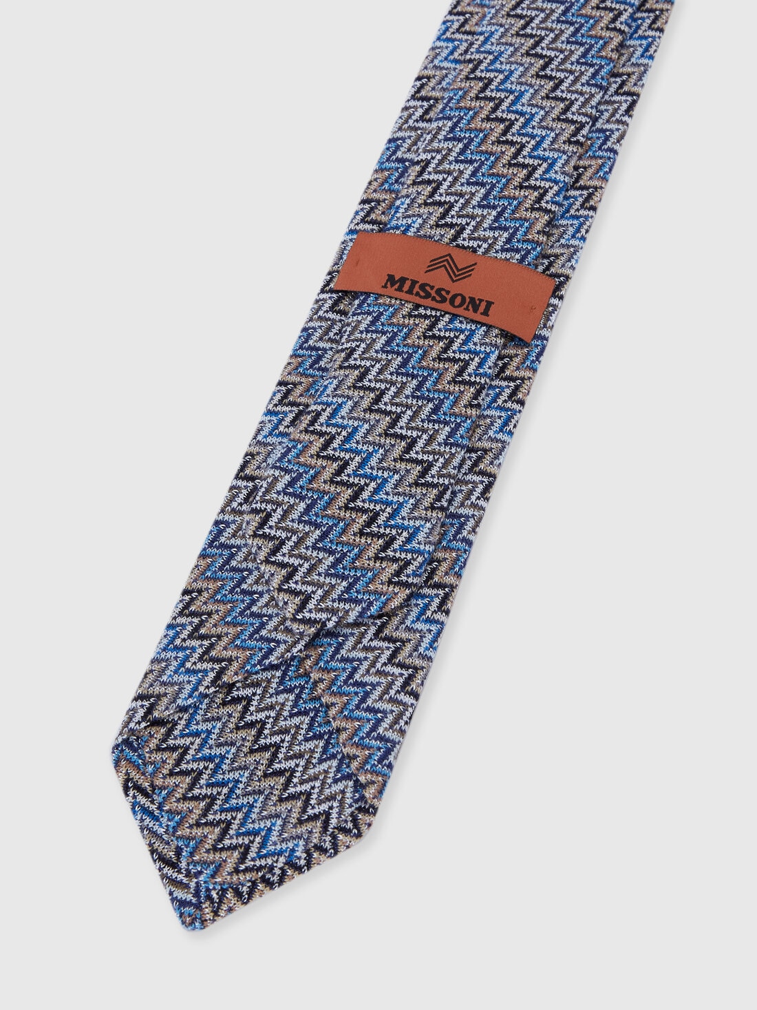 Krawatte aus Viskose und Baumwolle mit Zickzackmuster, Mehrfarbig  - 8053147141855 - 2