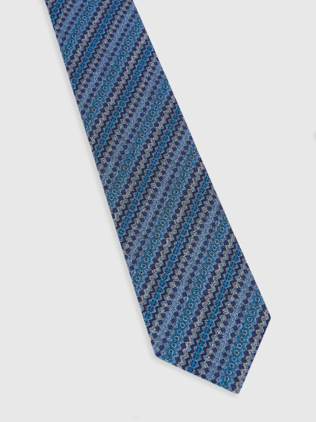 Silk tie knitted with multiple techniques , Multicoloured  - 8053147141893 - 1