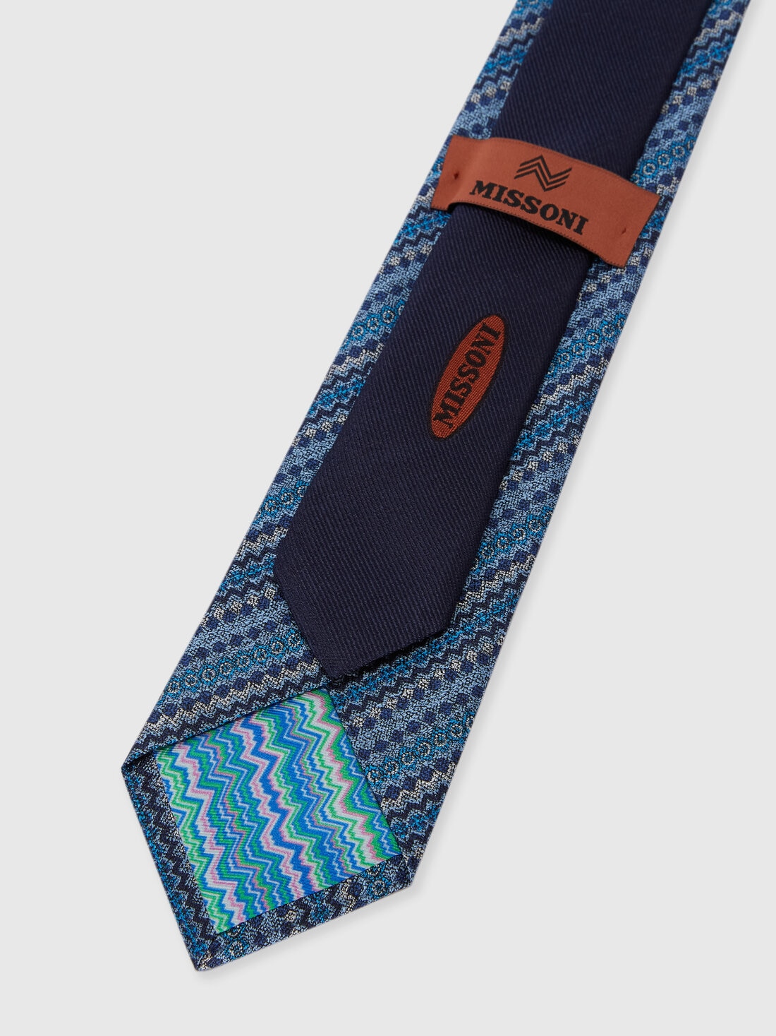 Silk tie knitted with multiple techniques , Multicoloured  - 8053147141893 - 2