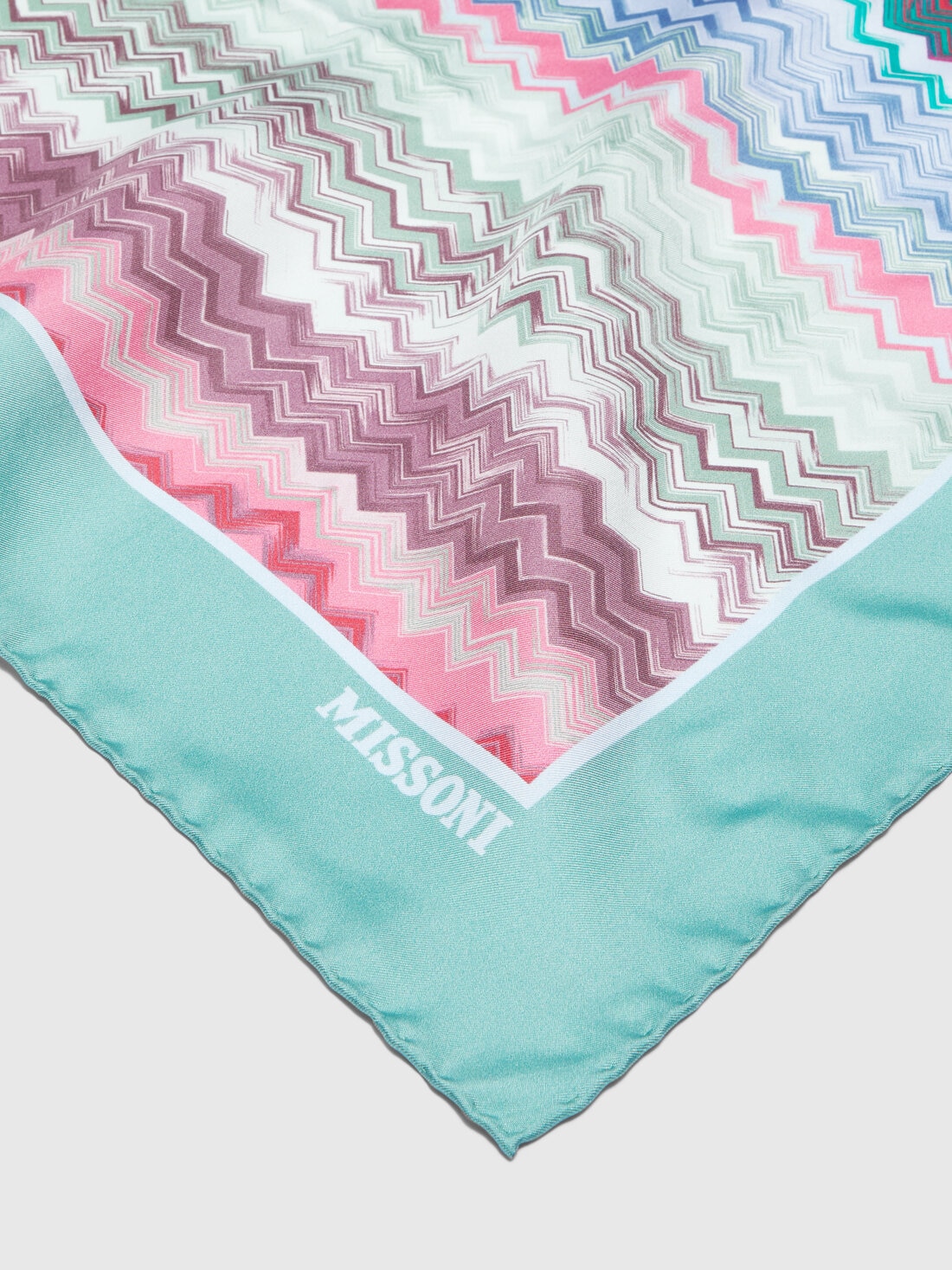 Silk foulard scarf with zigzag pattern, Multicoloured  - 8053147142050 - 1