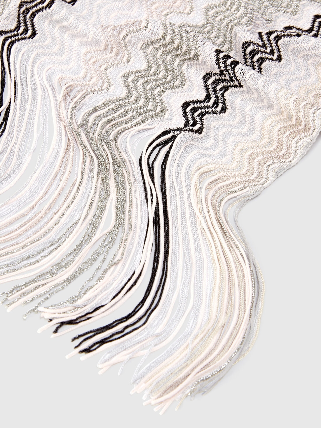 Scarf in viscose blend with wave pattern and fringes, Multicoloured  - 8053147142197 - 1