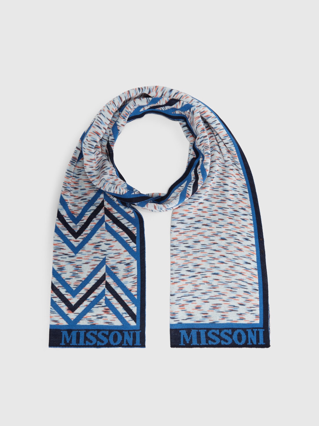 Scarf in cotton knitted with multiple techniques with logo, Multicoloured  - 8053147142272 - 0