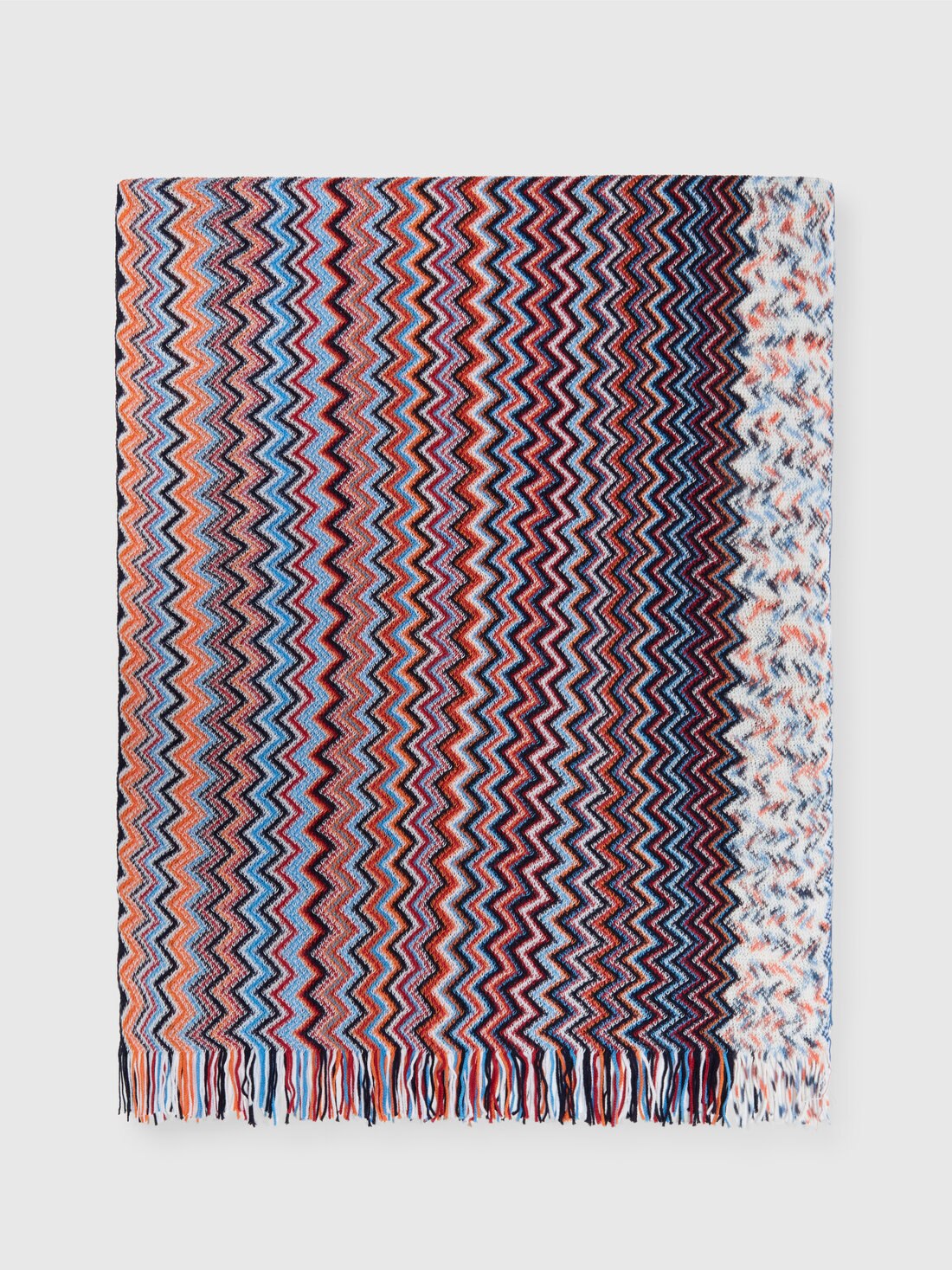 Bufanda de algodón con estampado de espigas y flecos, Multicolor  - 8053147142319 - 0