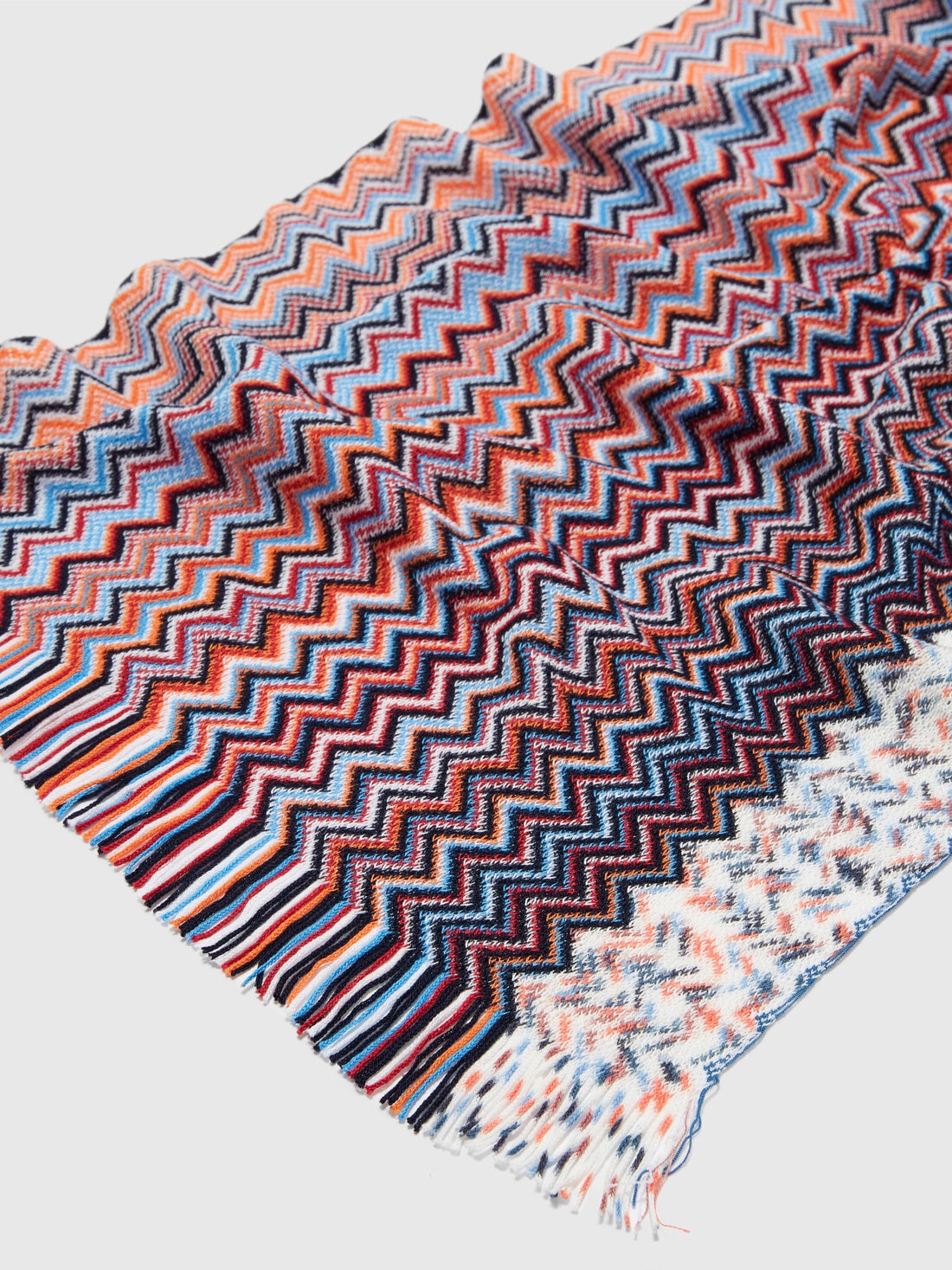 Cotton chevron scarf with fringes, Multicoloured  - 8053147142319 - 1
