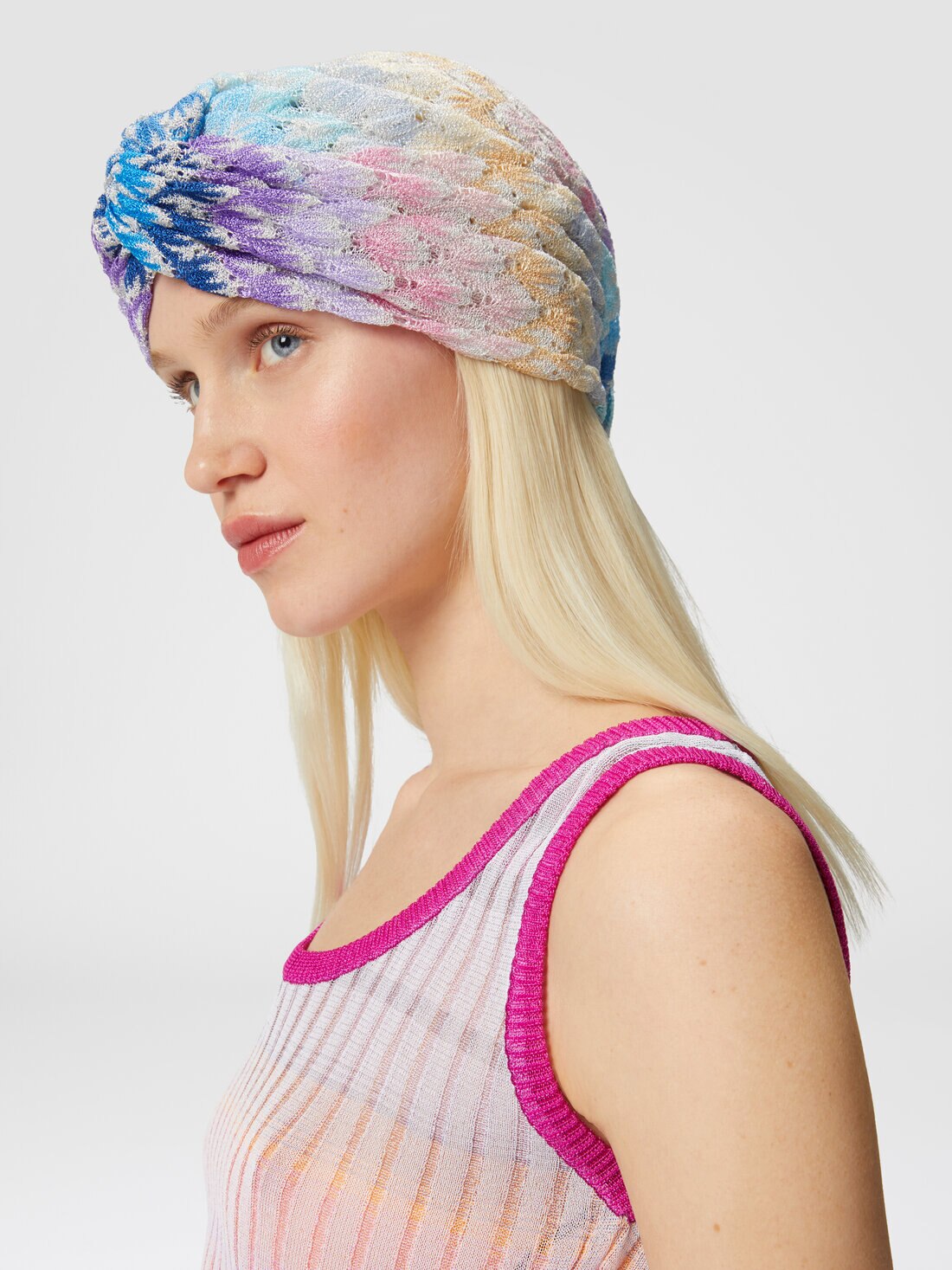 Lamé viscose turban, Multicoloured  - 8053147142401 - 2