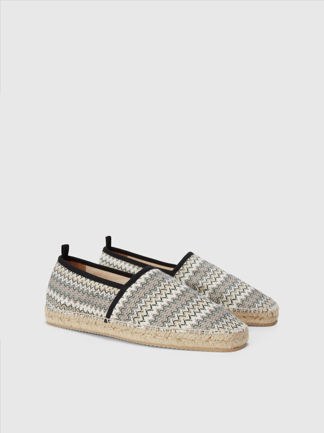 Espadrilles aus Zickzack-Gewebe, Grün  - LS24SY01BV00FZS613E - 1