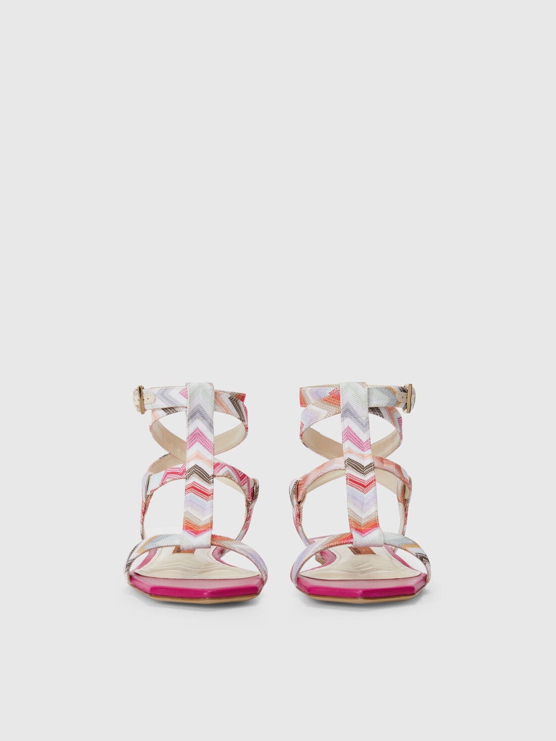 Low sandals in zigzag fabric, Pink   - LS24SY02BV00FYS30DQ - 2