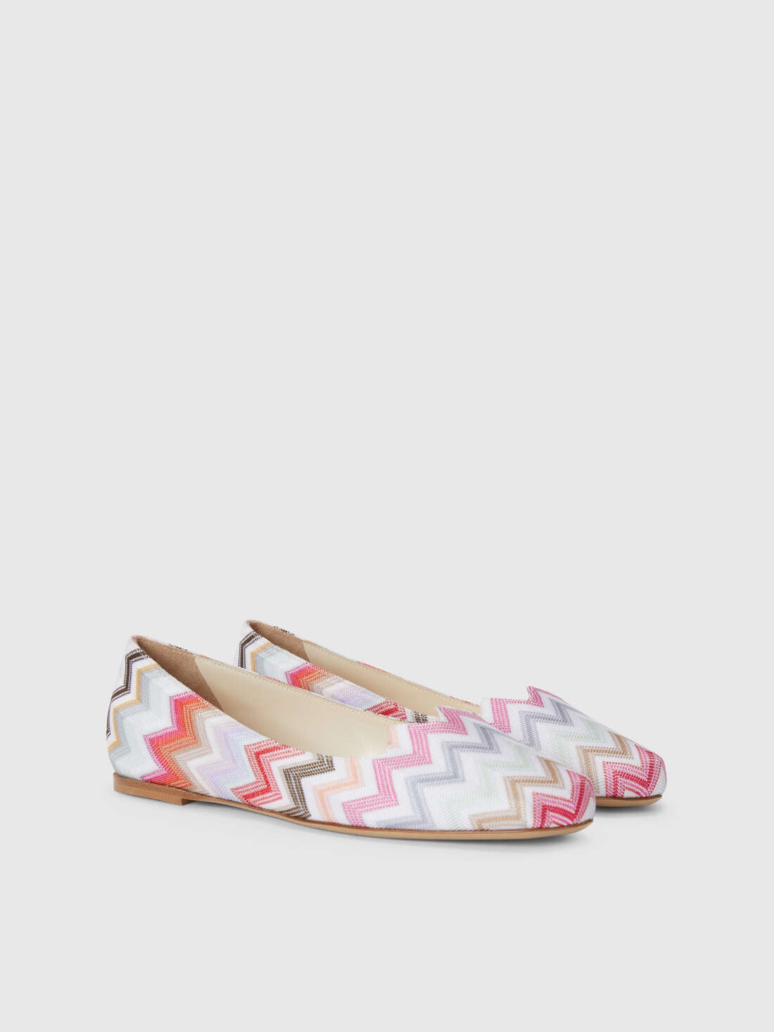 Ballerinas in chevron fabric, Pink   - LS24SY04BV00FYS30DR - 1
