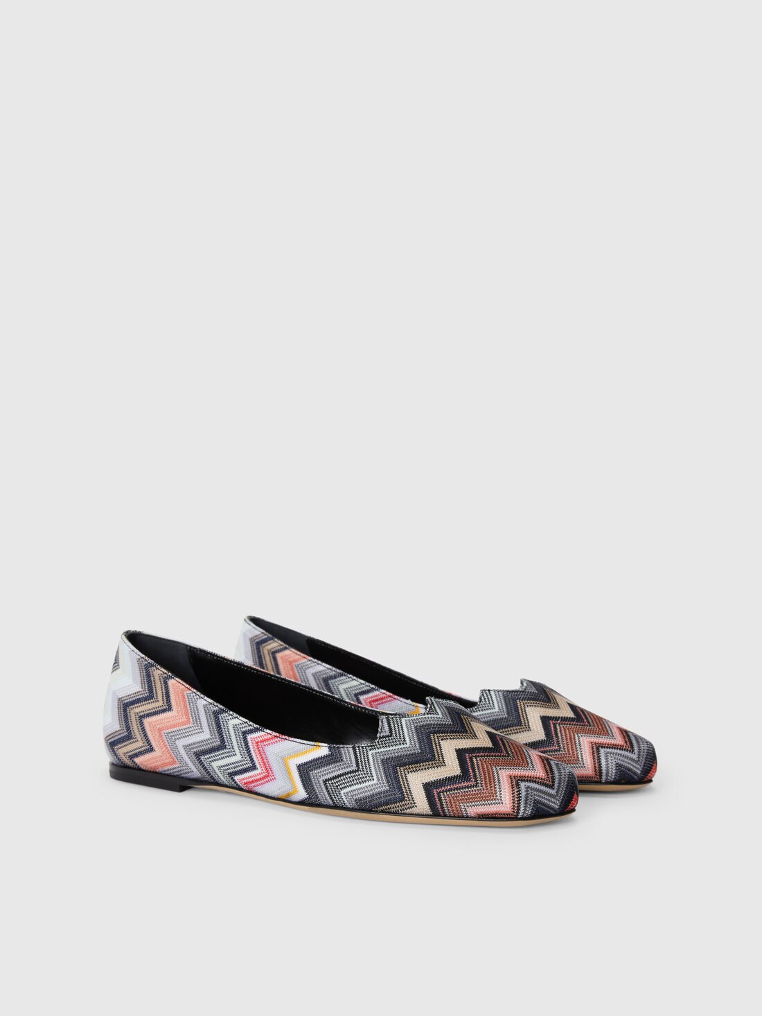 Ballerinas in chevron fabric, Black    - LS24SY04BV00FYS91KM - 1