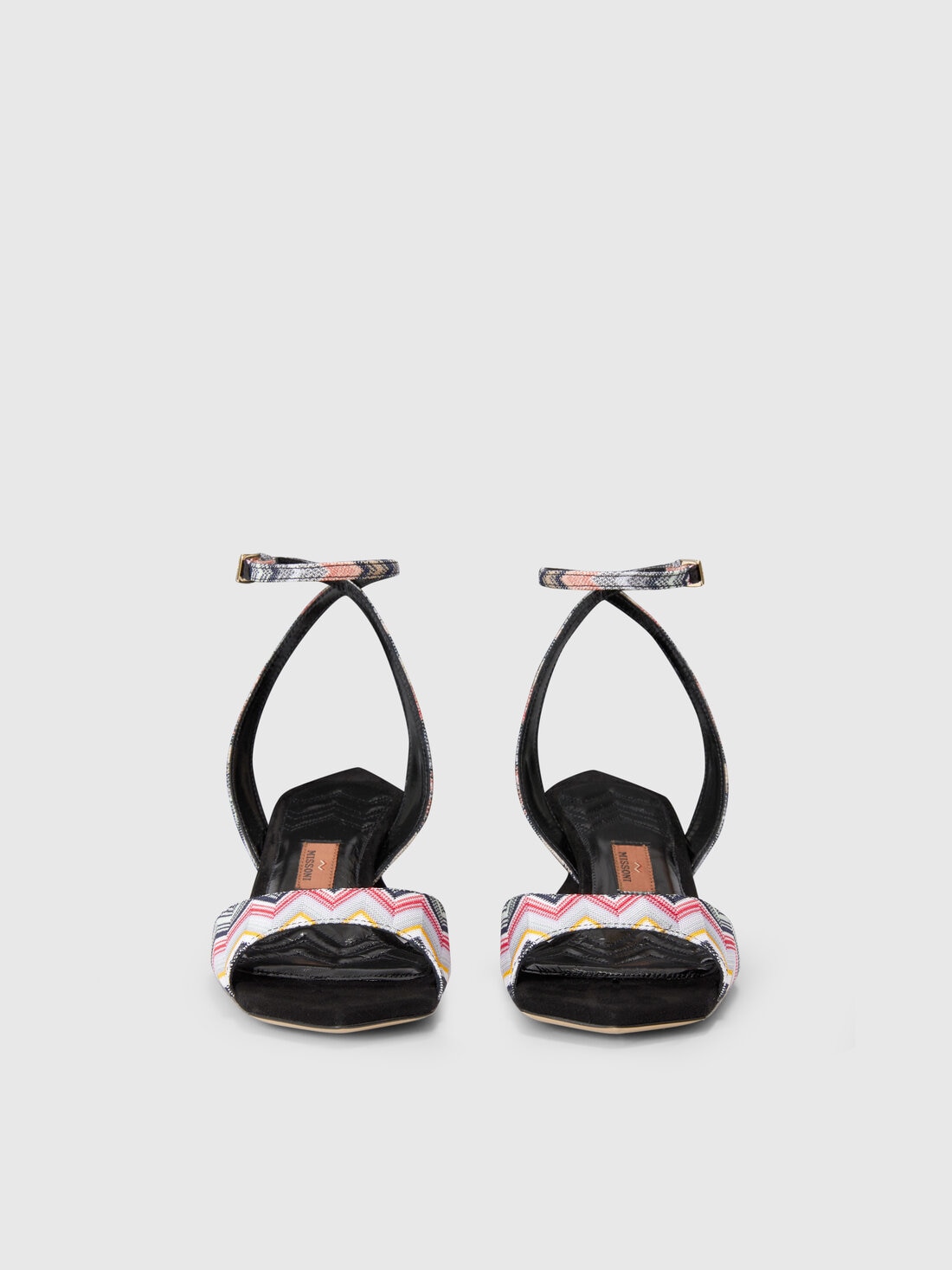 Sandals with strap and chevron pattern, Black    - LS24SY05BV00FYS91KP - 2