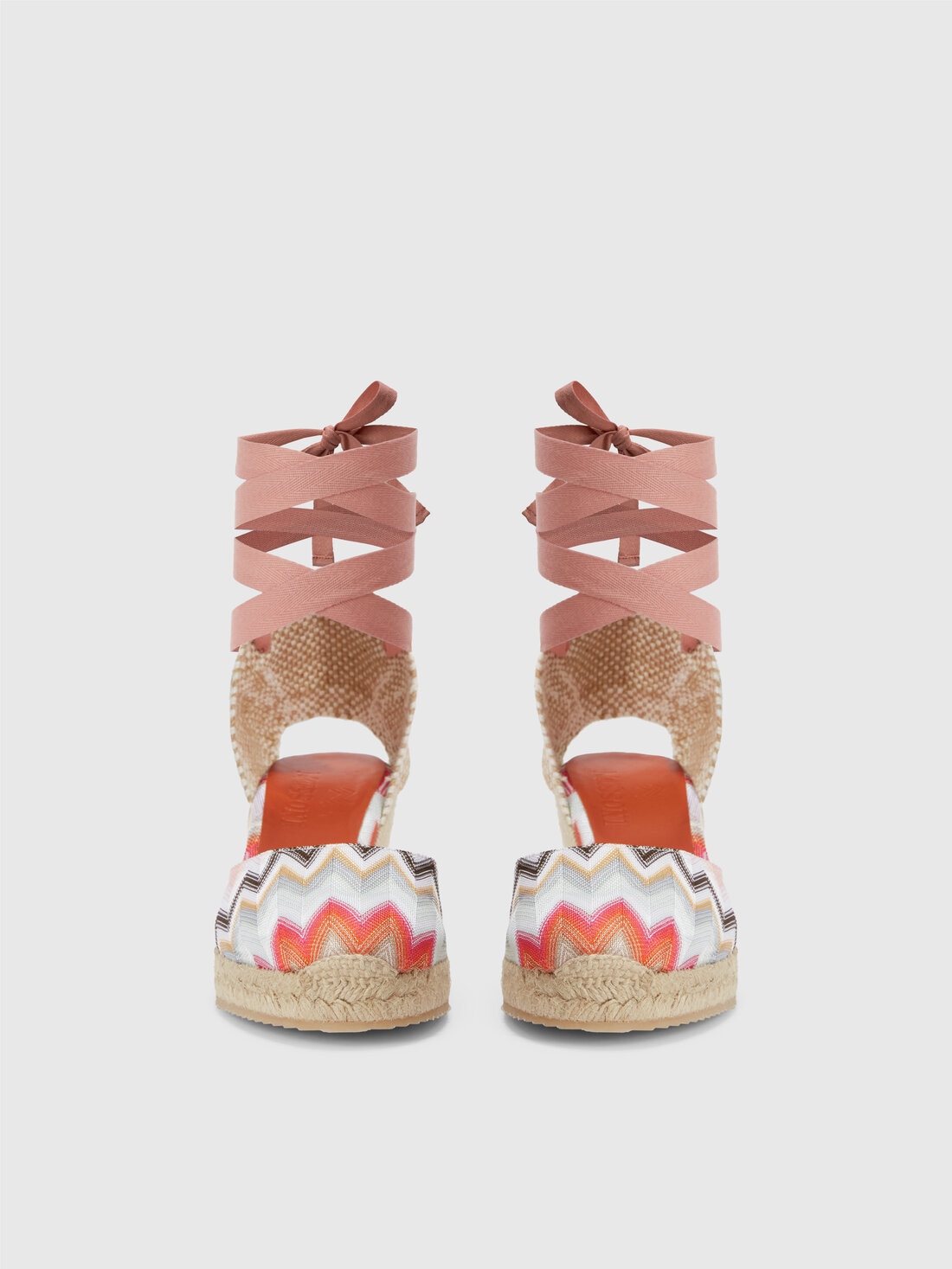 Espadrilles with chevron fabric upper and wedge, Pink   - LS24SY07BV00FYS30DS - 2