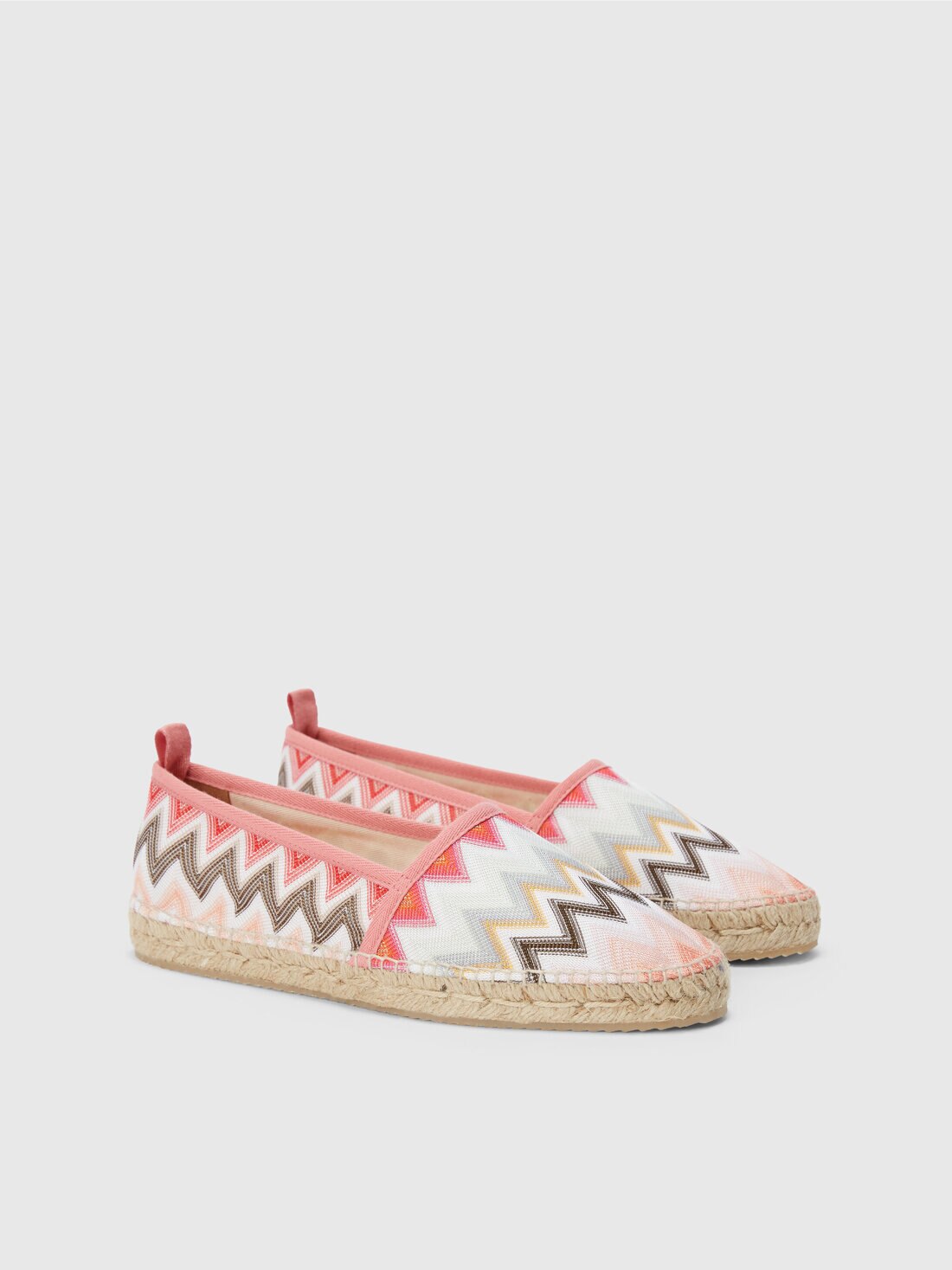 Espadrilles avec tige en tissu à chevrons, Rose   - LS24SY08BV00FYS30DT - 1