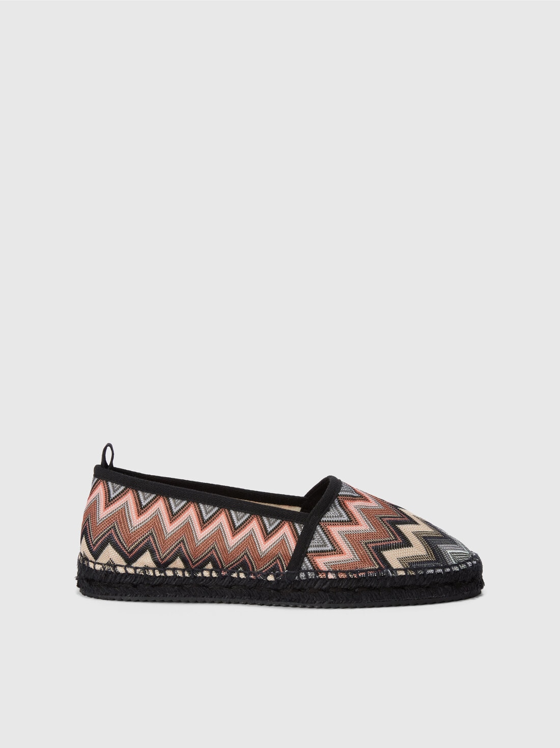 Espadrilles with chevron fabric upper, Black    - LS24SY08BV00FYS91KO - 0