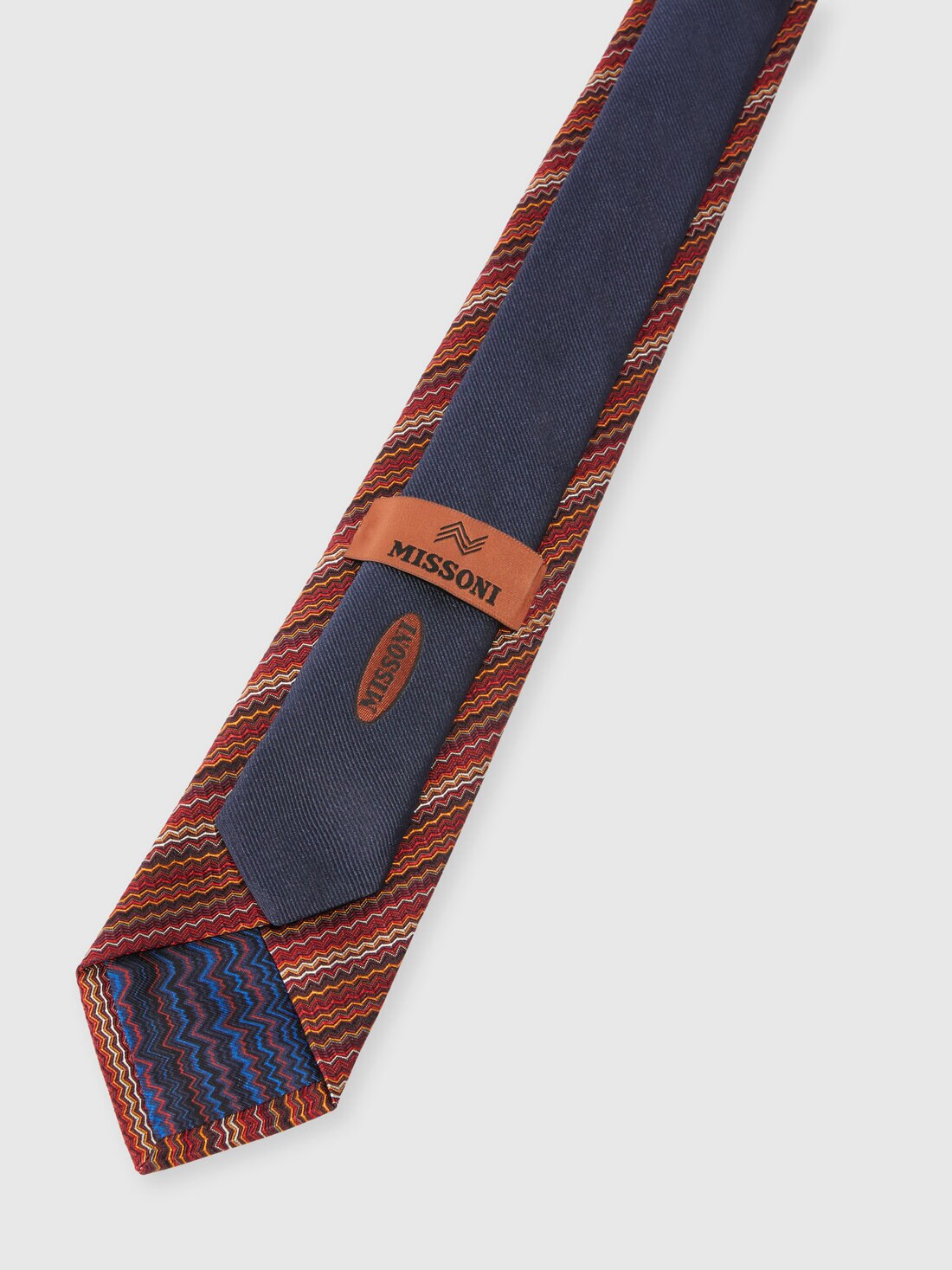 Silk tie with zig zag pattern, Multicoloured  - 8053147230443 - 2